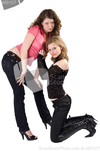 Image of Two sexy beauty young women. Isolated.