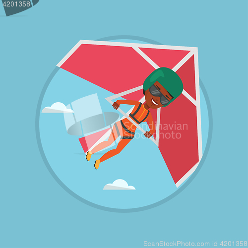 Image of Woman flying on hang-glider vector illustration.