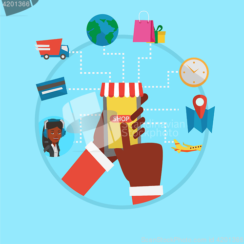 Image of Online shopping vector flat design illustration.