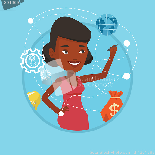 Image of Woman writing cloud computing on virtual screen.