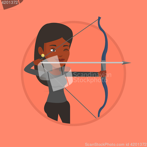 Image of Archer training with the bow vector illustration.