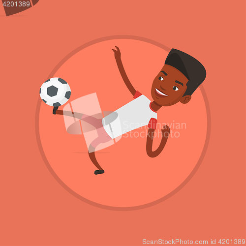 Image of Soccer player kicking ball vector illustration.