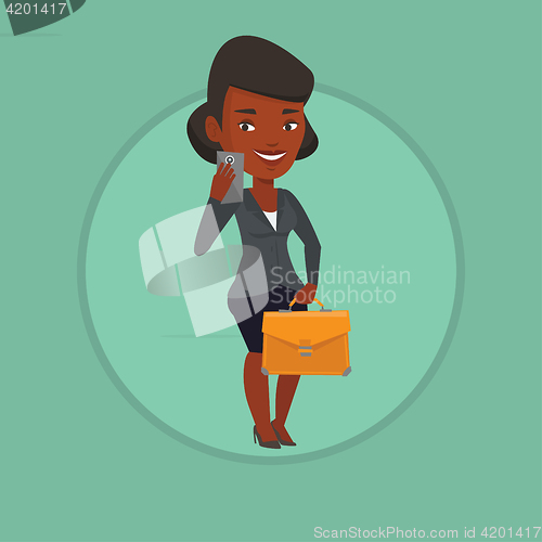 Image of Business woman making selfie vector illustration.