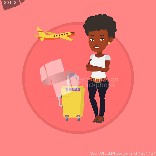 Image of Young woman suffering from fear of flying.