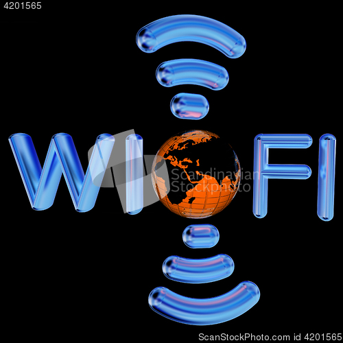 Image of Gold wifi icon for new year holidays. 3d illustration