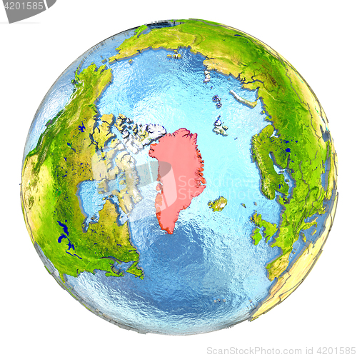 Image of Greenland in red on full Earth
