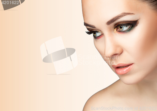 Image of Young woman with makeup closeup
