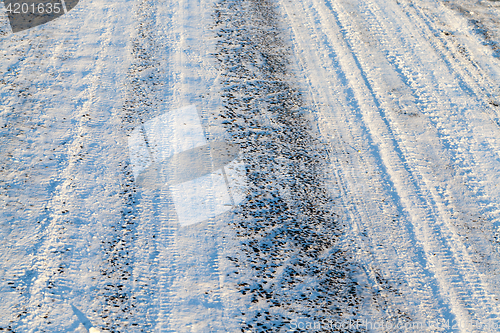 Image of snowy road, winter