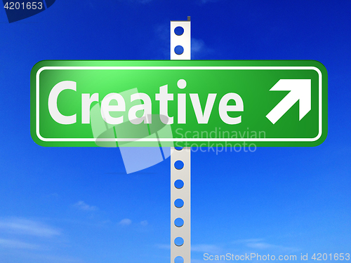 Image of Direction sign with Creative words 