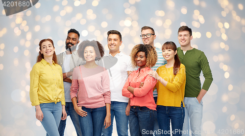 Image of international group of happy smiling people