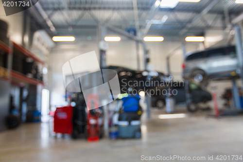 Image of car service station bokeh