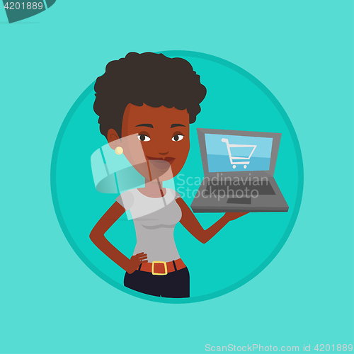 Image of Woman shopping online vector illustration.