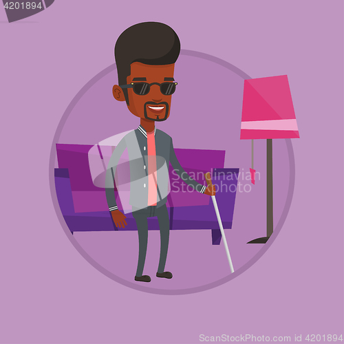 Image of Blind man with walking stick vector illustration.