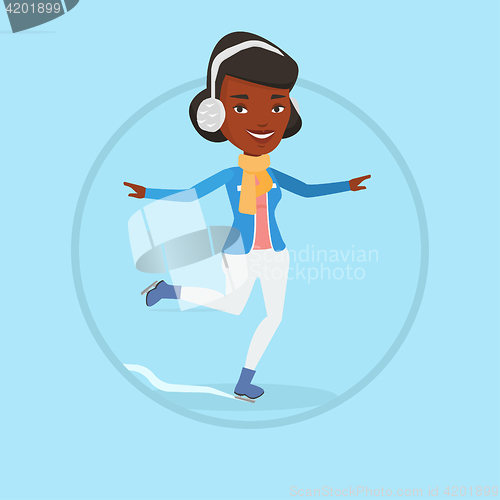 Image of Woman ice skating vector illustration.