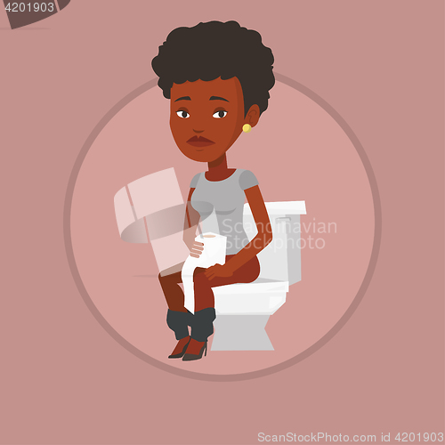 Image of Woman suffering from diarrhea or constipation.