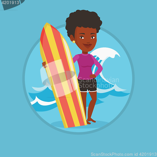 Image of Surfer holding surfboard vector illustration.