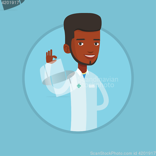 Image of Doctor showing ok sign vector illustration.