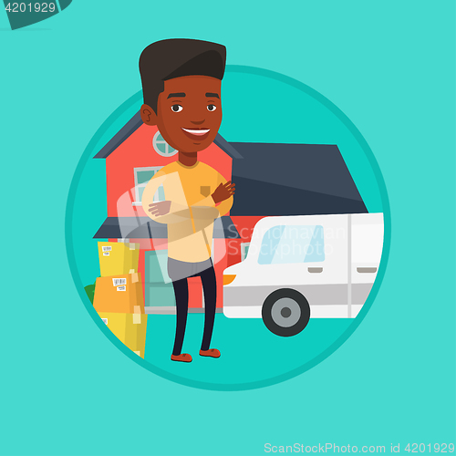 Image of Man moving to house vector illustration.