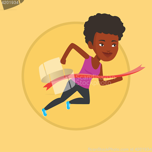 Image of Athlete crossing finish line vector illustration.