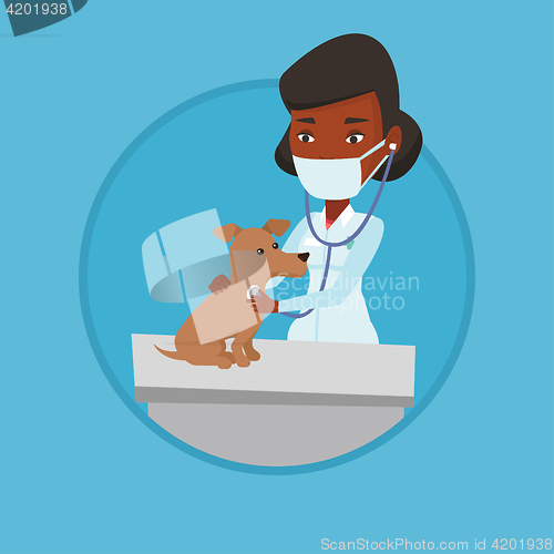 Image of Veterinarian examining dog vector illustration.