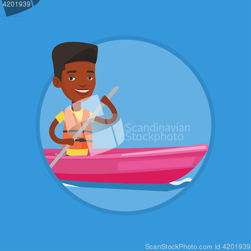 Image of Man riding in kayak vector illustration.