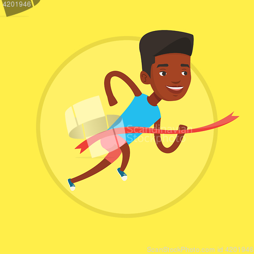 Image of Athlete crossing finish line vector illustration.