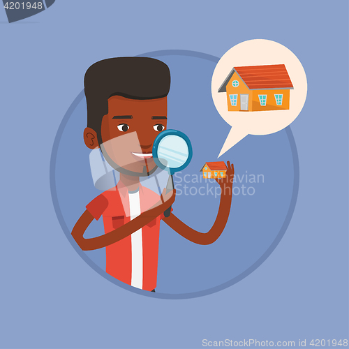 Image of Man looking for house vector illustration.