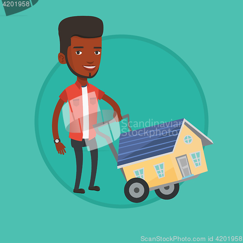 Image of Young man buying house vector illustration.