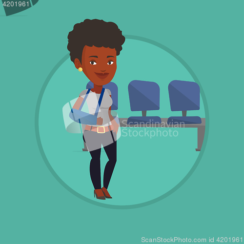 Image of Injured woman with broken arm vector illustration.