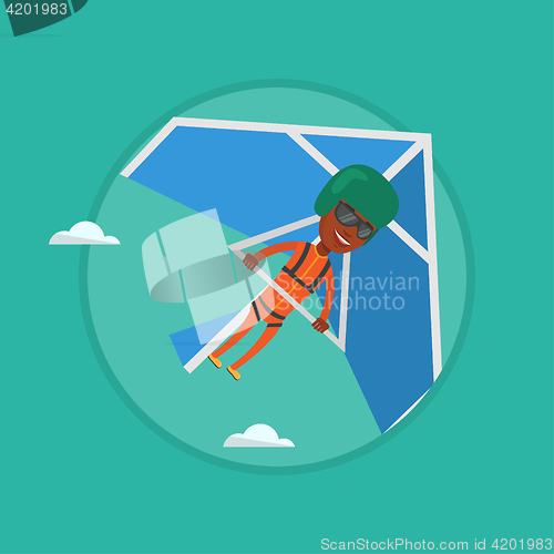 Image of Man flying on hang-glider vector illustration.