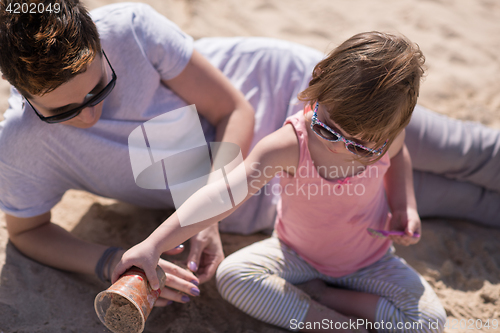 Image of Mom and daughter on the beach