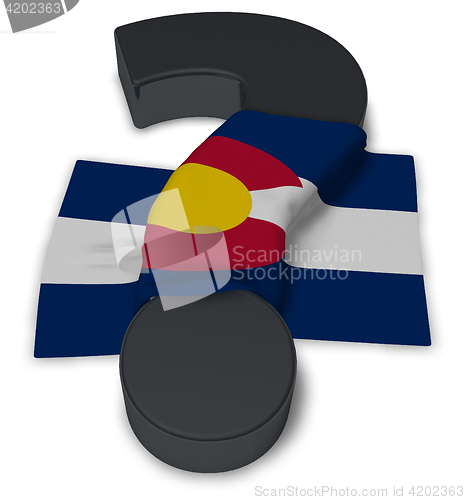 Image of question mark and flag of colorado - 3d illustration