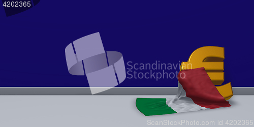 Image of euro symbol and italian flag - 3d illustration