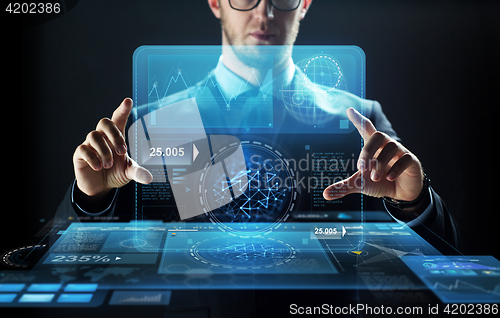 Image of close up of businessman with virtual screen