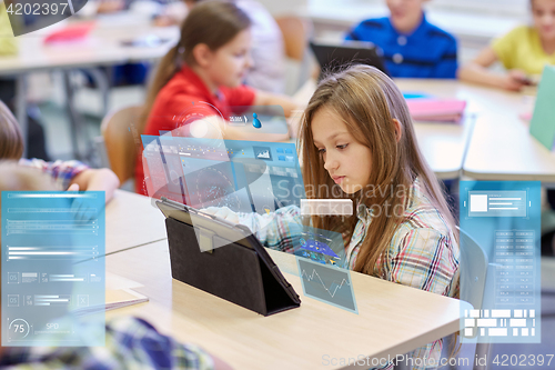 Image of school kids with tablet pc in classroom
