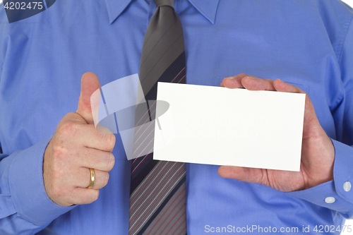 Image of Businessman with blank white card
