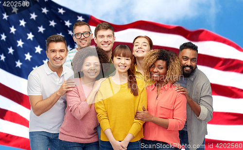 Image of international group of happy smiling people