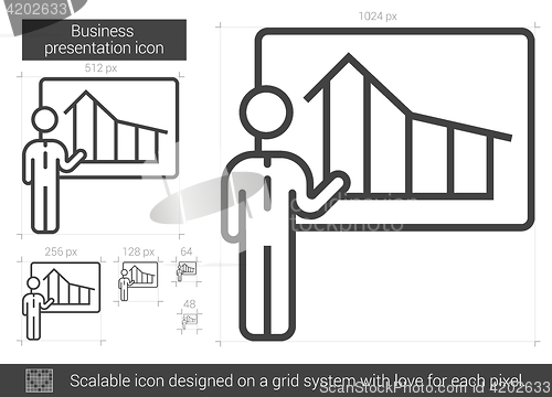 Image of Businessman presentation line icon.