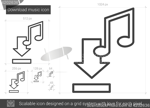 Image of Download music line icon.