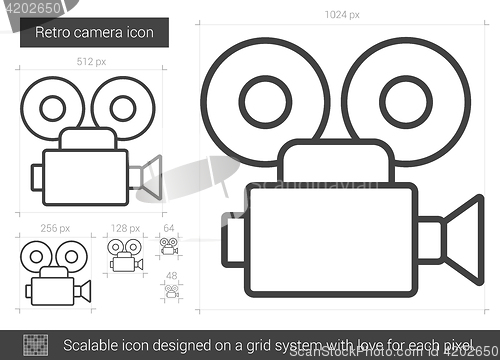 Image of Retro camera line icon.