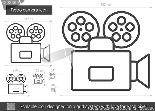 Image of Retro camera line icon.