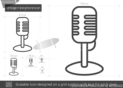 Image of Vintage microphone line icon.