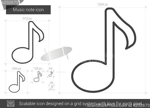 Image of Music note line icon.