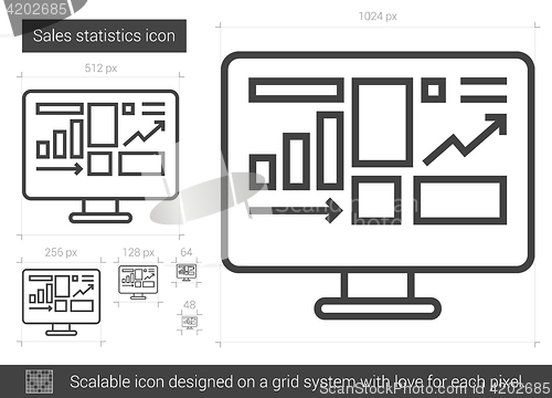 Image of Sales statistics line icon.