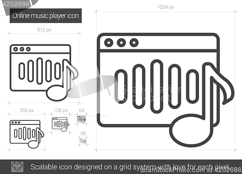 Image of Online music player line icon.