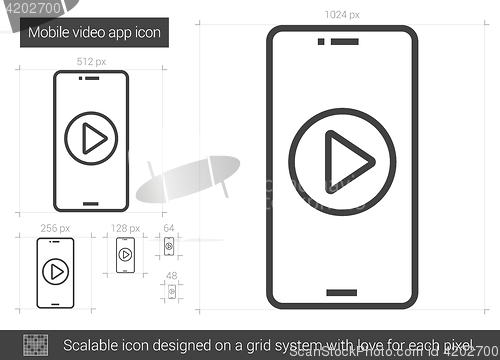 Image of Mobile video app line icon.
