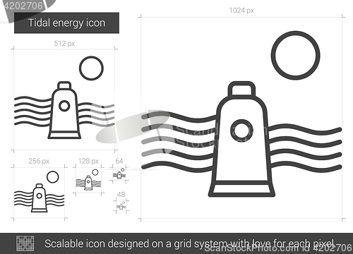 Image of Tidal energy line icon.