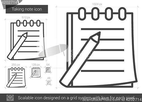 Image of Taking note line icon.