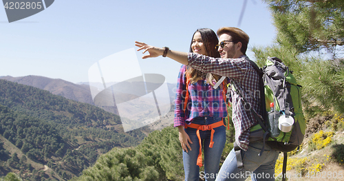 Image of Young coupole having fun in mountains