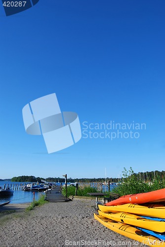 Image of Kayaks on shore